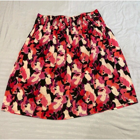 Madison Skirt 100% Cotton PS Petite Small Pink Abstract Floral Smocked Waist - Picture 2 of 9